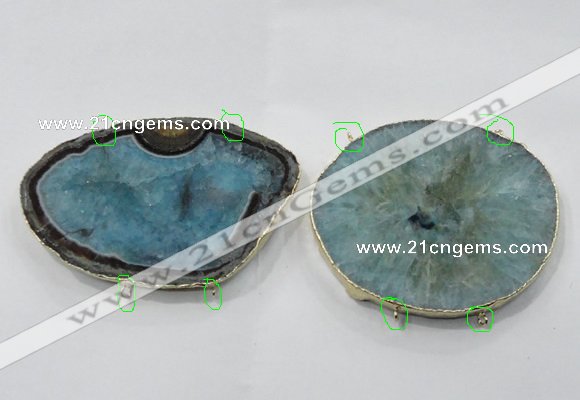 NGC906 60*70mm - 75*85mm freeform druzy agate connectors