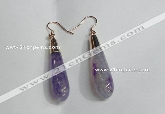 NGE14 10*40mm teardrop agate gemstone earrings wholesale