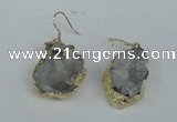 NGE35 20*25mm - 25*30mm freeform plated druzy agate earrings