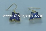 NGE355 10*14mm - 12*16mm butterfly druzy agate earrings wholesale