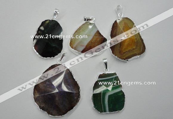 NGP1101 25*35 - 40*50mm freeform druzy agate pendants with brass setting