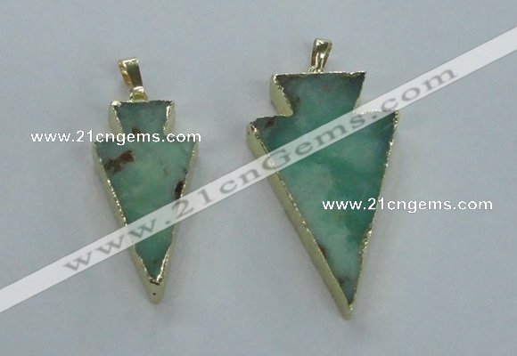 NGP1704 18*38mm - 27*47mm arrowhead australia chrysoprase pendants