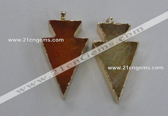 NGP1714 28*50mm - 30*55mm arrowhead agate gemstone pendants