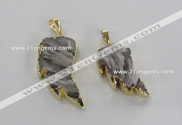 NGP1742 15*30mm - 20*40mm carved leaf druzy agate pendants