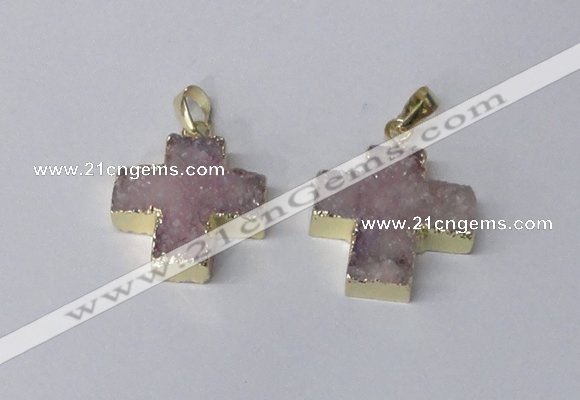 NGP2400 25*26mm - 27*28mm cross druzy agate pendants wholesale