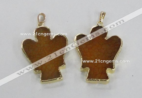 NGP2578 30*40mm angel agate gemstone pendants wholesale