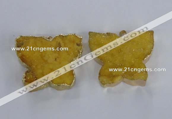 NGP2871 40*50mm - 45*55mm butterfly druzy agate pendants wholesale