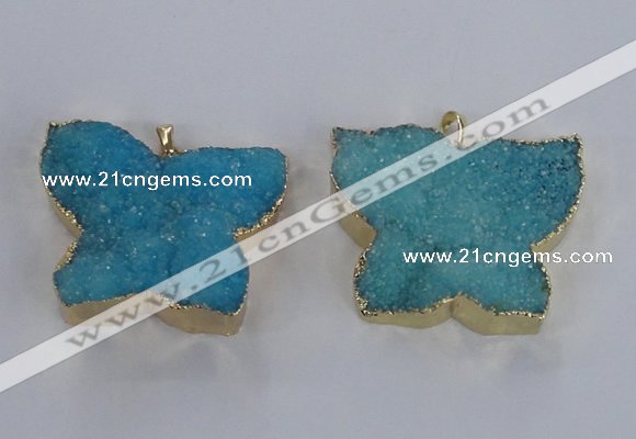 NGP2874 40*50mm - 45*55mm butterfly druzy agate pendants wholesale