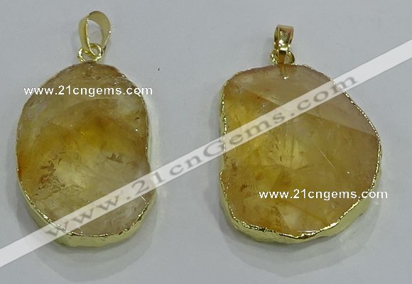 NGP3160 25*35mm - 30*40mm freeform citrine gemstone pendants