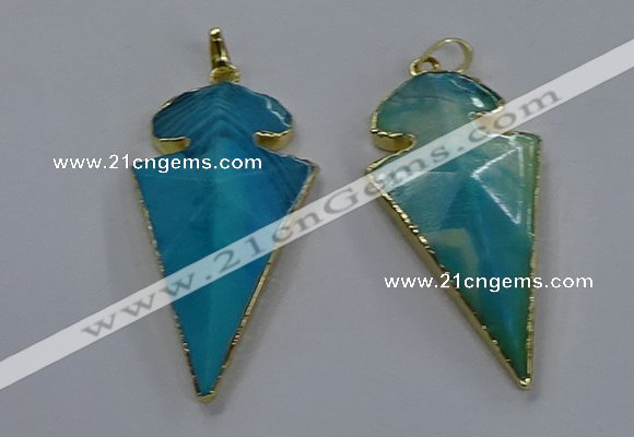 NGP3804 25*50mm - 28*55mm arrowhead agate gemstone pendants