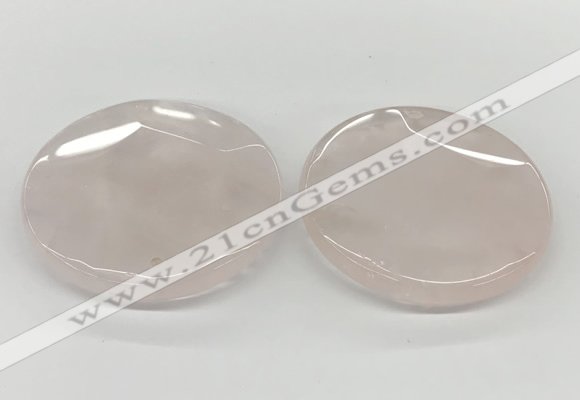 NGP5844 50mm flat round rose quartz pendants wholesale