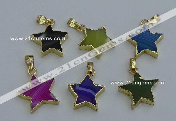 NGP6273 20mm star agate gemstone pendants wholesale