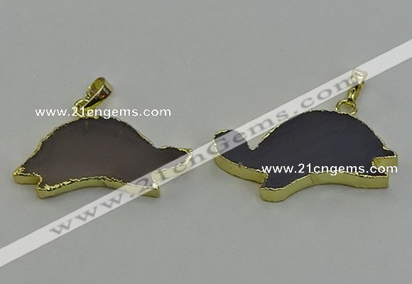 NGP6558 16*38mm - 18*40mm tortoise agate gemstone pendants