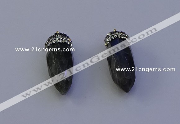 NGP7070 12*30mm - 15*35mm faceted bullet labradorite pendants