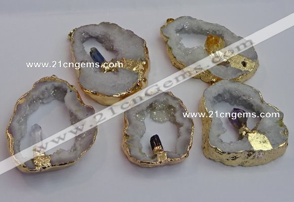 NGP7396 45*50mm - 50*55mm freeform druzy agate pendants