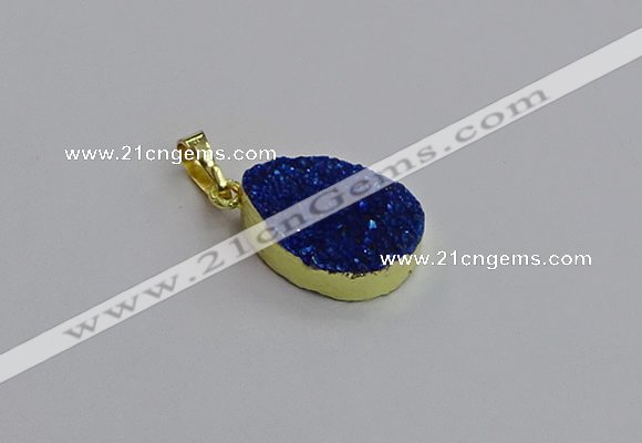 NGP7486 15*20mm flat teardrop plated druzy agate gemstone pendants