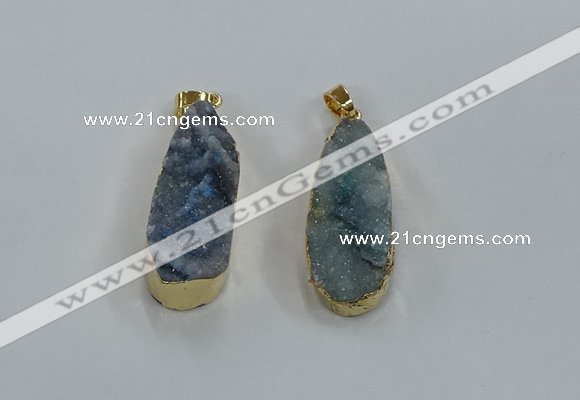 NGP8505 15*33mm - 17*40mm flat teardrop druzy agate pendants