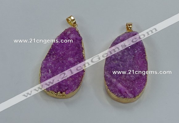 NGP8514 25*48mm - 27*52mm flat teardrop druzy agate pendants