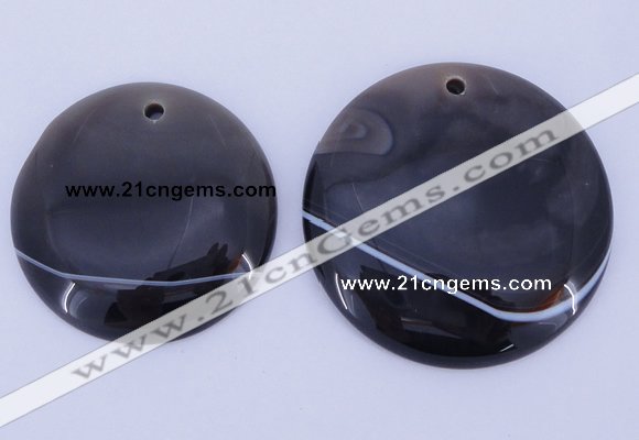 NGP888 5PCS 37mm - 44mm flat round agate gemstone pendants wholesale