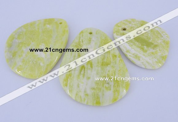 NGP951 5PCS 35-50mm*45-65mm freeform lemon jade gemstone pendants