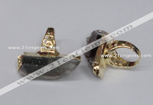 NGR116 15*35mm - 18*40mm faceted nuggets smoky quartz rings