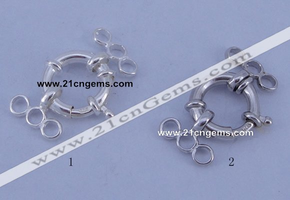 SSC211 5pcs three-strand 13.5mm 925 sterling silver spring rings clasps